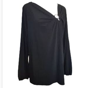 Michael Kors Assemetrical Neck Top W/ O ring Detail